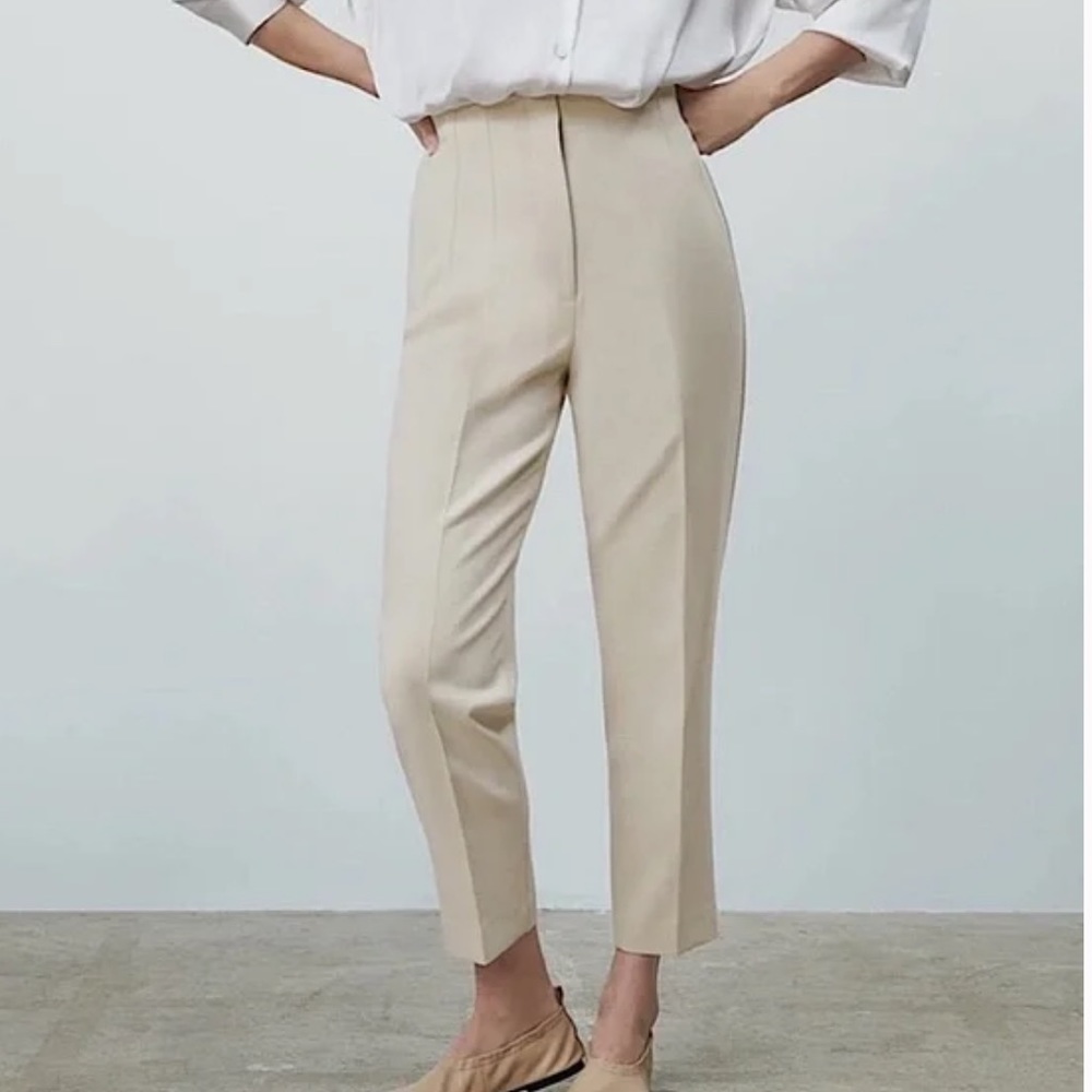 NWT Zara high waist darted cropped trouser